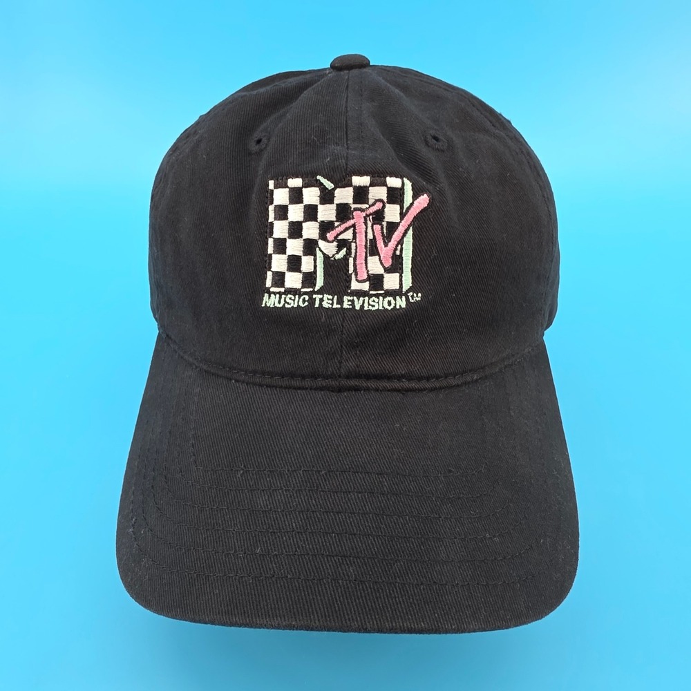MTV Music Television Black Checkered‎ Logo Embroidered  Baseball Cap 2019